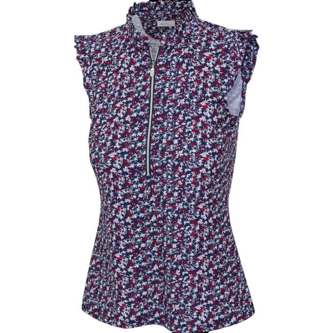 Floral Sleeveless Polo-SKUG2F25K200-Navy
